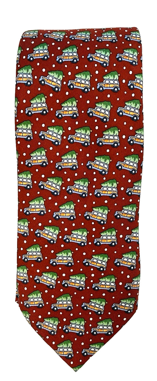NWT Vineyard Vines Woody & Tree red Handpicked silk tie Holidays Christmas